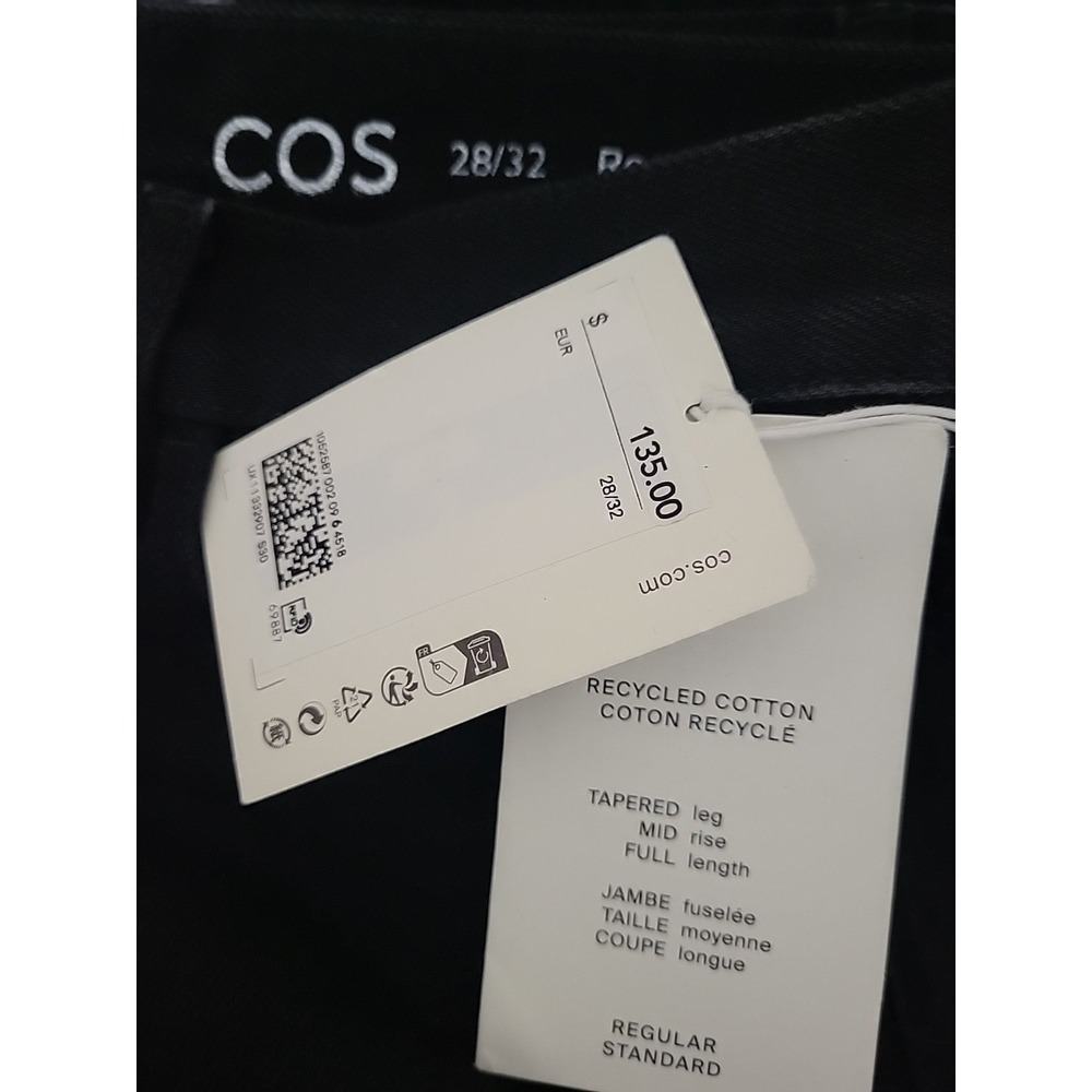 COS Men's Black Tapered Jeans 28X32 NWT Full Length Minimal Neutral Button $135 - Picture 3 of 13